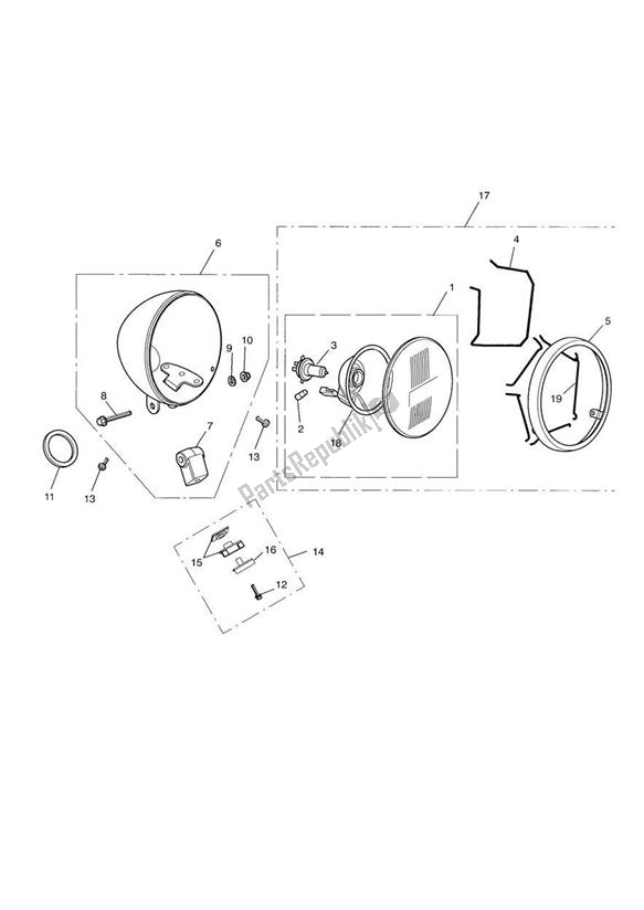 All parts for the Headlight Assembly of the Triumph America Carburettor 790 2002 - 2007